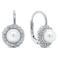 Brilio Silver Elegantní stříbrné náušnice s perlami EA229W