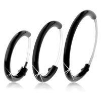 Kruhové náušnice ze stříbra 925 pokryté černou glazurou, různé velikosti - Průměr: 14 mm