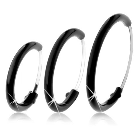 Kruhové náušnice ze stříbra 925 pokryté černou glazurou, různé velikosti - Průměr: 14 mm Šperky eshop
