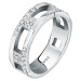 Trussardi Slušivý ocelový prsten se zirkony T-Logo TJAXC40 58 mm