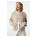 Trendyol Beige Premium Yarn/Special Yarn Soft Textured Chenille Jacket Look Knitwear Cardigan