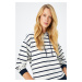 Koton Women's Navy Striped Sweatshirt