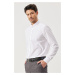 ALTINYILDIZ CLASSICS Men's White Slim Fit Slim Fit Buttoned Collar Patterned Shirt