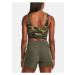 Khaki sportovní crop top tílko Under Armour Meridian Fitted CropTankPrnt