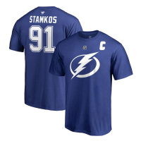 Tampa Bay Lightning pánské tričko blue #91 Steven Stamkos Stack Logo Name & Number