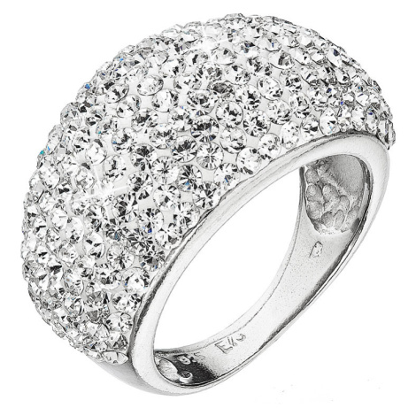 Evolution Group Stříbrný prsten velký s krystaly Preciosa bílý 35028.1 crystal