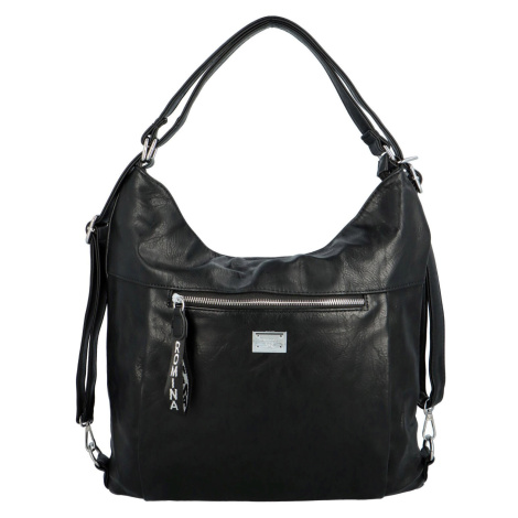 Stylový dámský koženkový kabelko-batoh Stafania,  černý ROMINA & CO