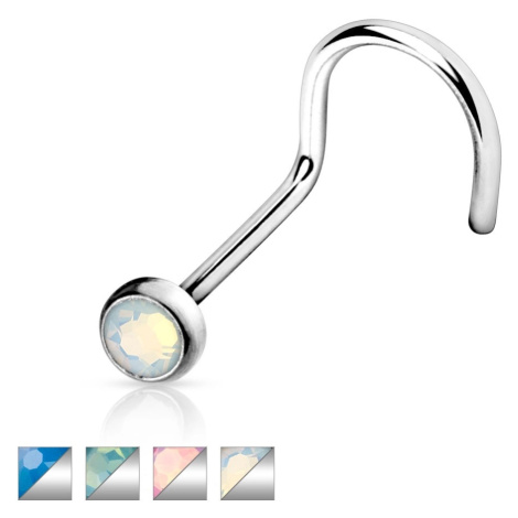 Piercing do nosu z oceli 316L stříbrné barvy - zahnutý, kulatý barevný opalit - Barva piercing:  Šperky eshop