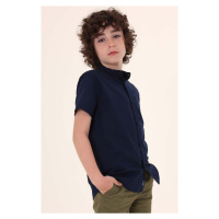 Dětská bavlněná košile Mayoral tmavomodrá barva