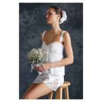 Trendyol Bridal White Lace Detailed Satin Woven Pajamas Set with Buckle Gift