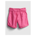 Růžové holčičí dětské kraťasy high-rise paperbag waist shorts GAP