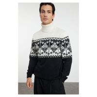 Trendyol Black Regular Wool Turtleneck Ethnic Knitwear Sweater