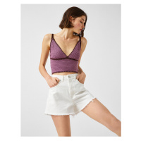 Koton Knitted Crop Top Strappy V Neck