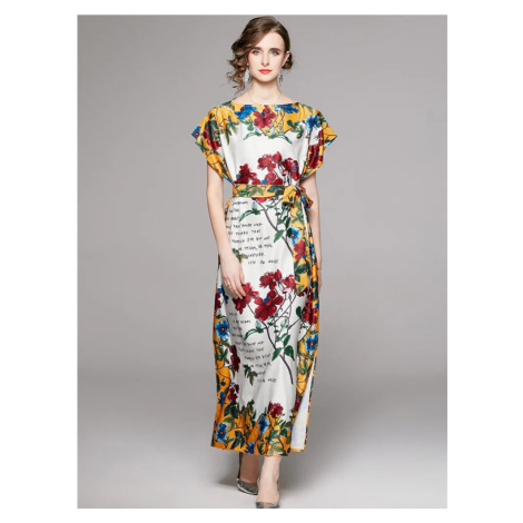 Květované maxi šaty s páskem LINDA DGiia