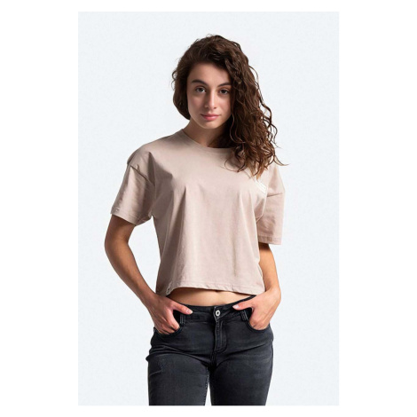 Bavlněné tričko Alpha Industries Organics Cropped OS T hnědá barva, 118056.627-brown