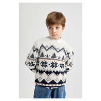 DEFACTO Boy's New Year's Themed Crew Neck Sweater