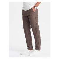 Hnědé pánské slim fit chino kalhoty Ombre Clothing