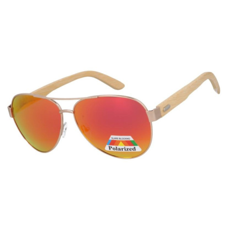 Sunmania Sunmania Oranžové dřevěné polarizační brýle pilotky "Wood" 727586075