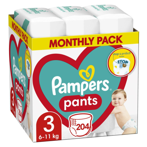 PAMPERS Pants Kalhotky plenkové jednorázové 3 204 ks - MĚSÍČNÍ ZÁSOBA