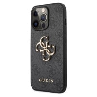 Guess PU 4G Metal Logo Zadní Kryt pro iPhone 13 Pro Grey