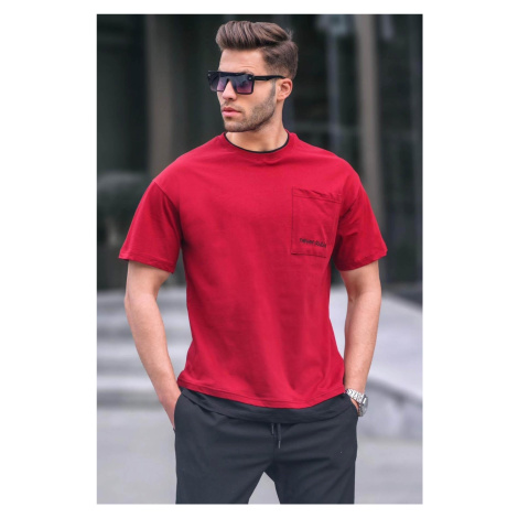 Madmext Claret Red with Pieces Basic Men's T-Shirt 6090