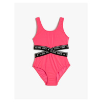 Koton Swimsuit Window Detailed Straps Ruffled Round Neck