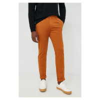 Kalhoty United Colors of Benetton pánské, oranžová barva, jednoduché