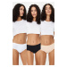 Trendyol Black-White-Nude 3-Pack Cotton Culotte Knitted Briefs