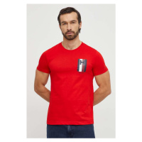Bavlněné tričko Tommy Hilfiger červená barva, s potiskem, MW0MW33687