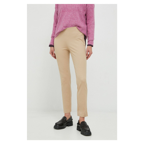 Kalhoty Lauren Ralph Lauren dámské, béžová barva, přiléhavé, high waist