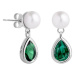 Preciosa Stříbrné náušnice Pure Pearl s říční perlou a kubickou zirkonií Preciosa, emerald