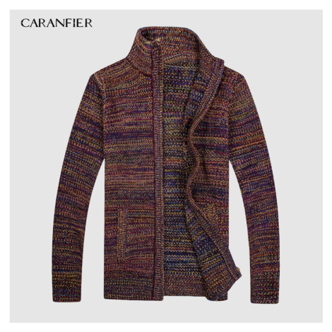 Pánská vlněný svetr na zip se stojatým límcem CARANFLER