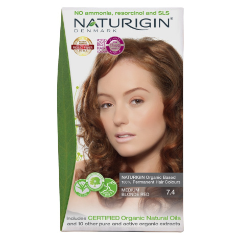 NATURIGIN Organic Based 100% Permanent Hair Colours Medium Blonde Red 7.4 barva na vlasy 115 ml