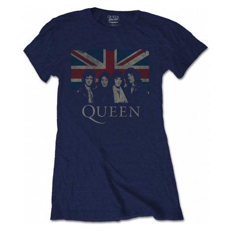 Queen tričko, Vintage Union Jack Navy, dámské RockOff