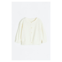 H & M - Propínací svetr z ažurového úpletu - bílá