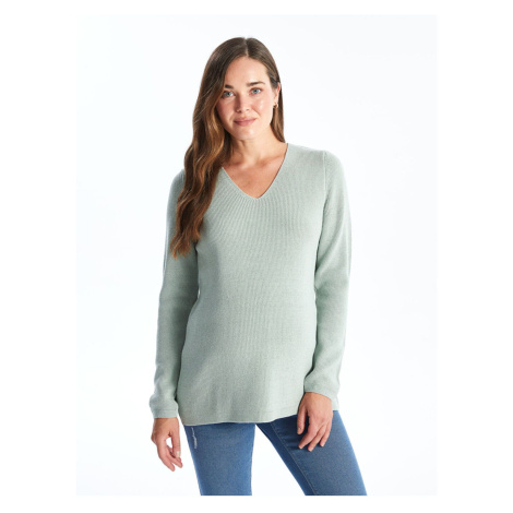 LC Waikiki LCW V Neck Plain Long Sleeve Maternity Knitwear Sweater