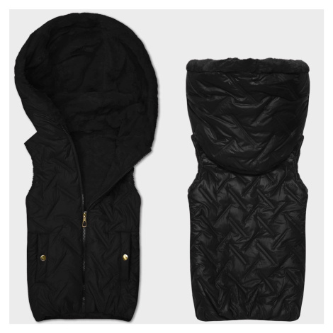 Černá dámská vesta s kožešinovou podšívkou S'West (B8252-101)