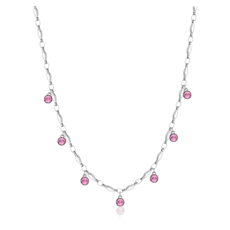 Brosway Třpytivý náhrdelník s růžovými krystaly Symphonia BYM140