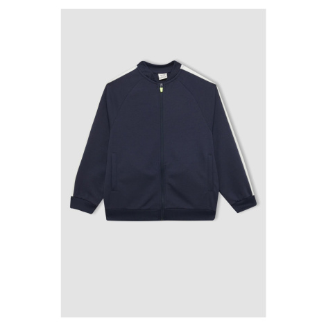 DEFACTO Boys College Collar Zippered Seasonal Light Thin Bomber Cardigan