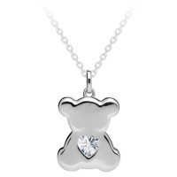 Preciosa Stříbrný náhrdelník Shiny Teddy s kubickou zirkonií Preciosa 5326 00 (řetízek, přívěsek