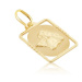 Zlatý přívěsek 585 - známka s vystouplým andělem v obdélníkovém rámu