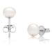 Vpichovací perlové náušnice Mutiara 6 AA - Bílá / Rhodiované stříbro (925)