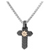 Manoki Pánský ocelový náhrdelník Vincenzo - chirurgická ocel, kříž WA610 Černá 65 cm