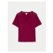 Vínové dámské pyžamové tričko s krajkovým detailem Marks & Spencer