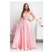 Světle růžové společenské šaty se saténovou sukní
