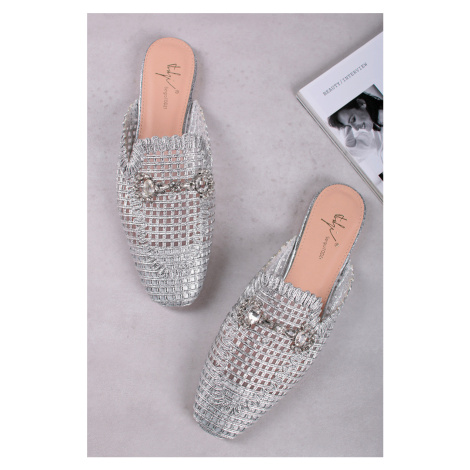 Stříbrné pantofle s kamínky Claudia Sergio Todzi
