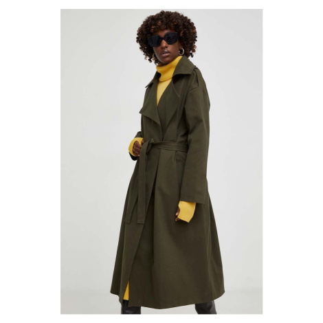 Kabát Answear Lab dámský, zelená barva, přechodný