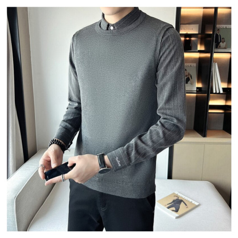 Pánský svetr s límečkem a dlouhým rukávem typu košile JFC FASHION