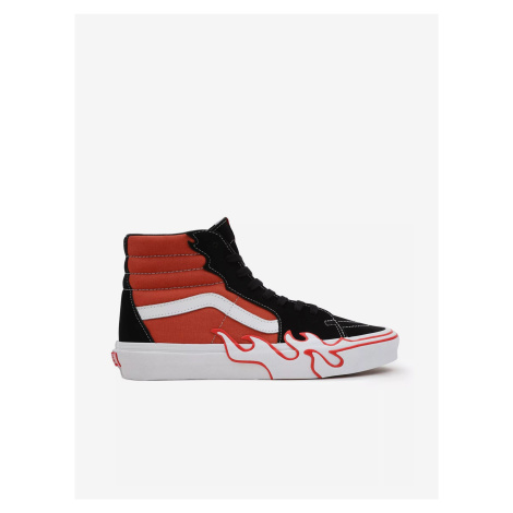 Oranžovo-černé pánské tenisky VANS SK8-Hi Flame - Pánské