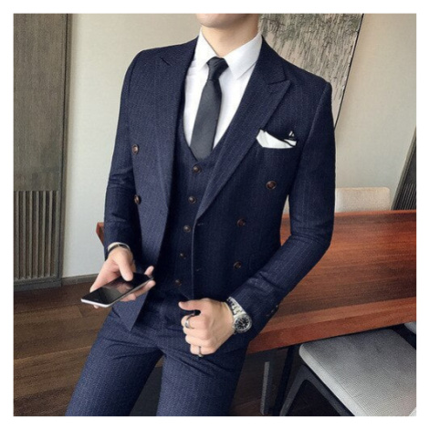Pánský oblek dvouřadý Tuxedo set s vestou 3v1 JFC FASHION